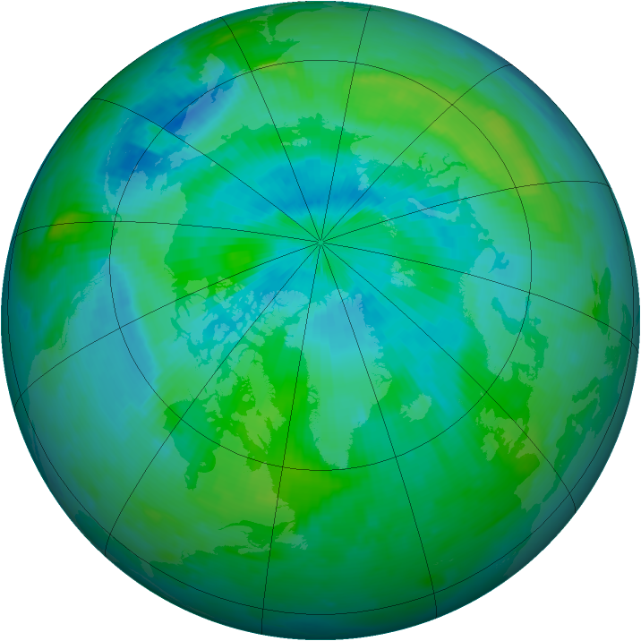 Arctic ozone map for 27 August 1996